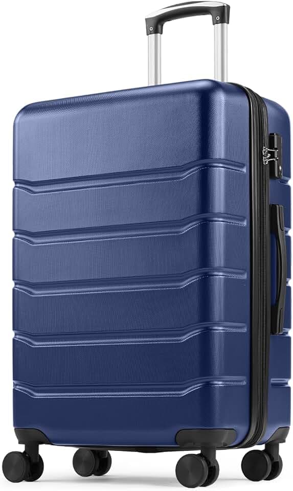 Sweetcrispy 28 Inch Carry on Luggage, Hard Shell ABS Suitcase with Double Spinner Wheels, Lightweight Expandable Rolling Suit Case with TSA Lock, Navy Blue