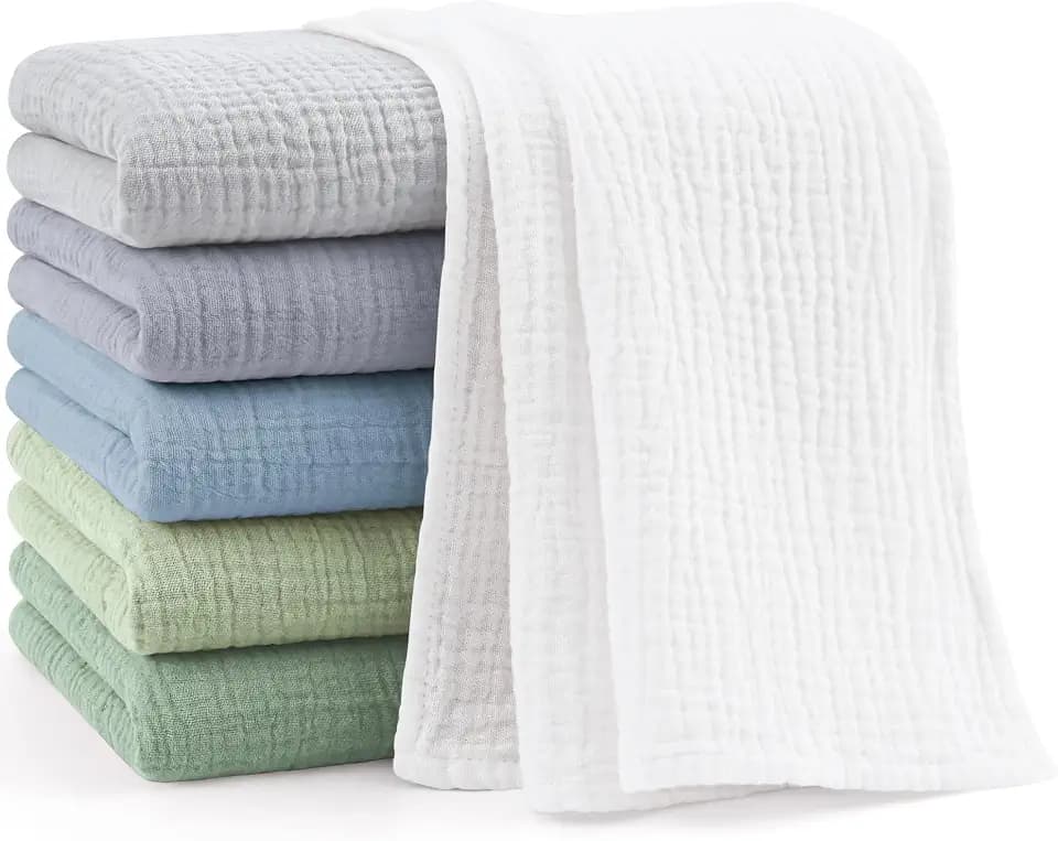 Bearmoss Moltontücher Baby 100% Baumwolle Weiche Spucktücher Baby,Atmungsaktiv und Extrem Saugfähig Musselin Tuch für Saugstark Mulltücher 6er 60x60 cm (Blau Grün)