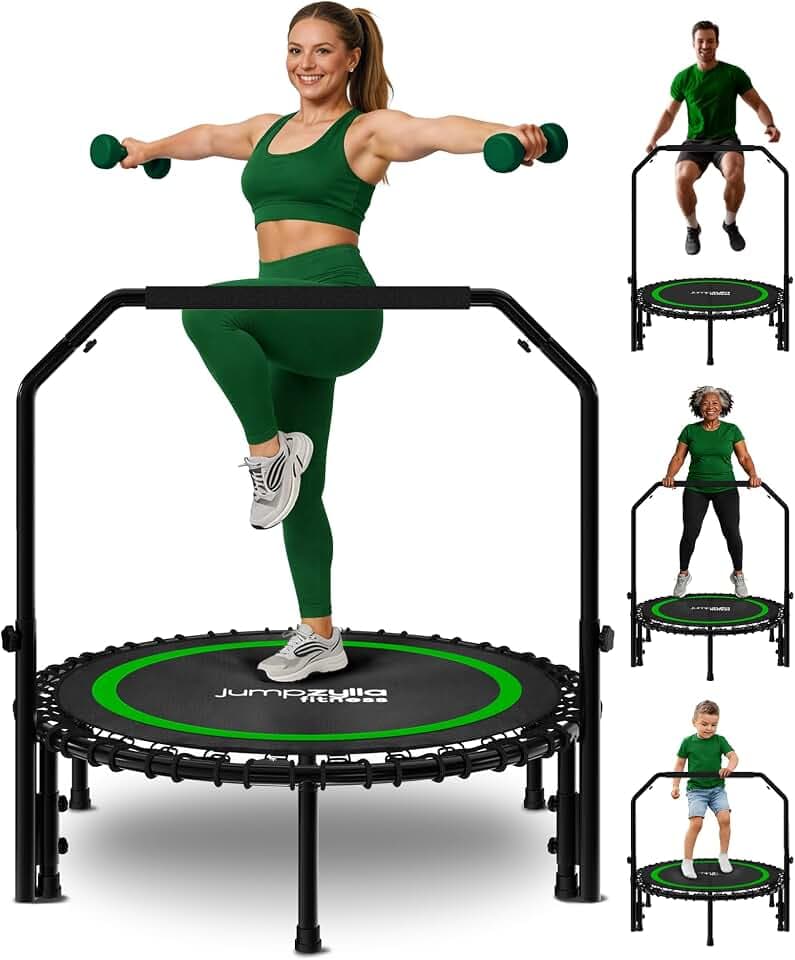 JUMPZYLLA Mini Rebounder Trampoline for Adults, Fitness Trampoline with Bar