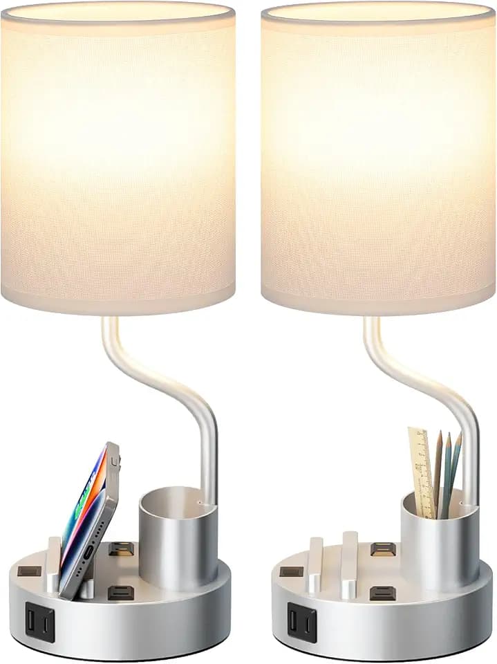 Fenmzee Bedside Lamps for Bedroom Set of 2 - Table Desk Lamp for Nightstand