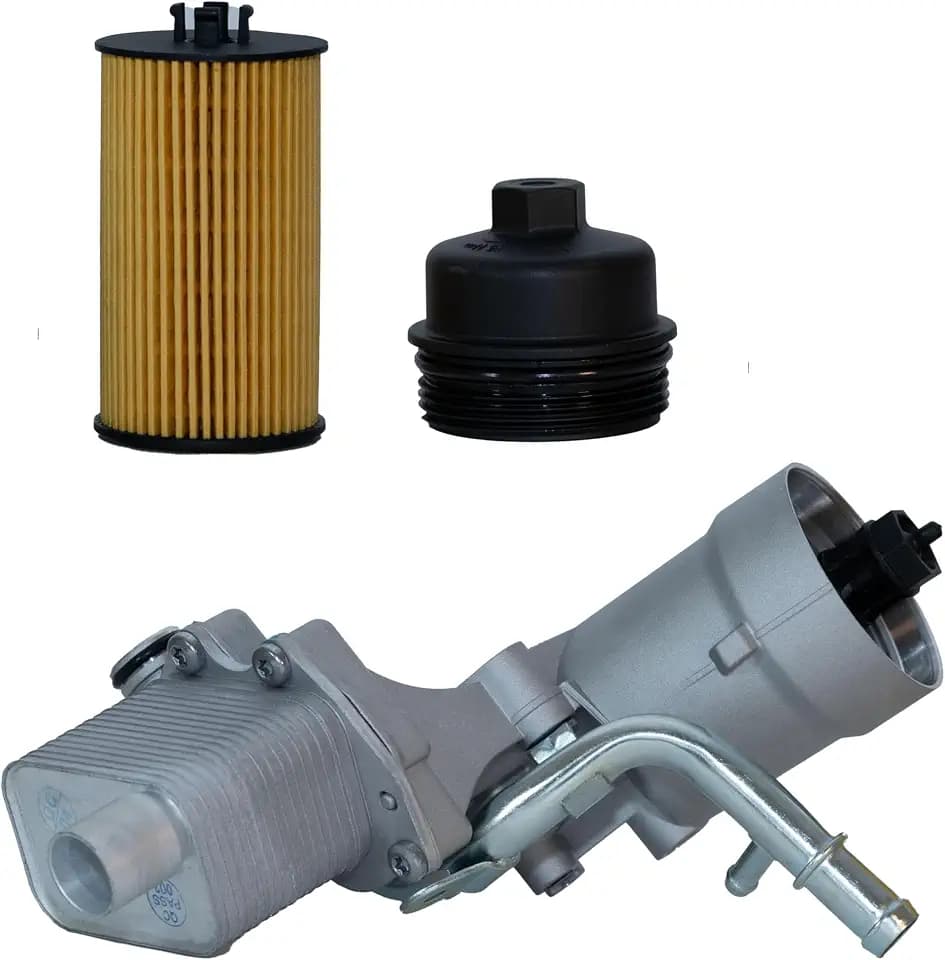 Engine Oil Cooler Filter Housing Assembly with Gasket, Filter Insert, Cap, Sensors, Aluminum, Compatible with 2011-2021 Chevy Cruze Sonic Trax Buick Encore 1.4L Turbo Replace OEM 55566784 918-428