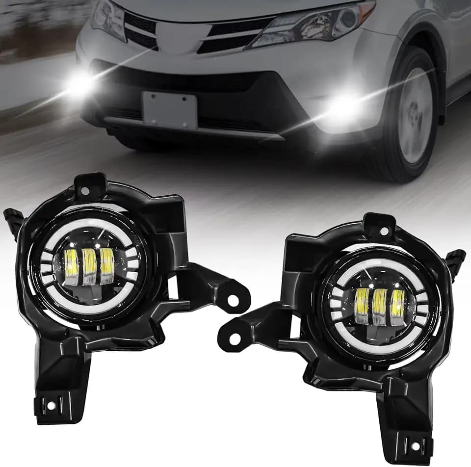 LED Fog Lights with DRL For 2013 2014 2015 Toyota RAV4,Clear Lens