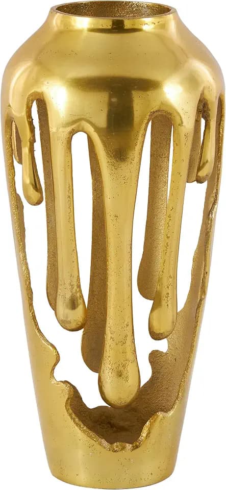 Deco 79 Aluminum Metal Abstract Vase, Vase 7" x 7" x 15", Gold