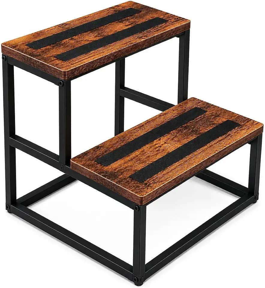 Hot Tub Steps Stool - 2 Step Wooden Stools, 500 lbs Heavy Duty Step