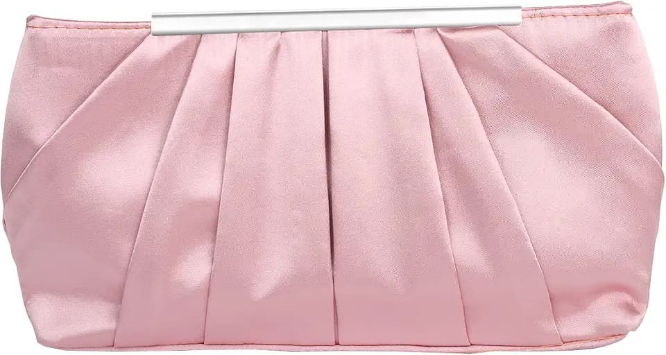 Women Clutch Handbag, Elegant Pleated Satin Clutches Handbag for Roses Evening Prom Party Wedding