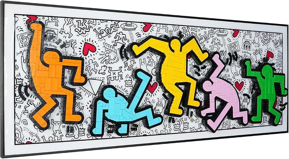 Display Board Compatible with Lego Art 31216 Keith Haring Dancing Figures – Premium Acrylic Wall Frame for 5 Minifigures | Horizontal Hanging Frame Only, No Figures or Bricks Included (38"x15")