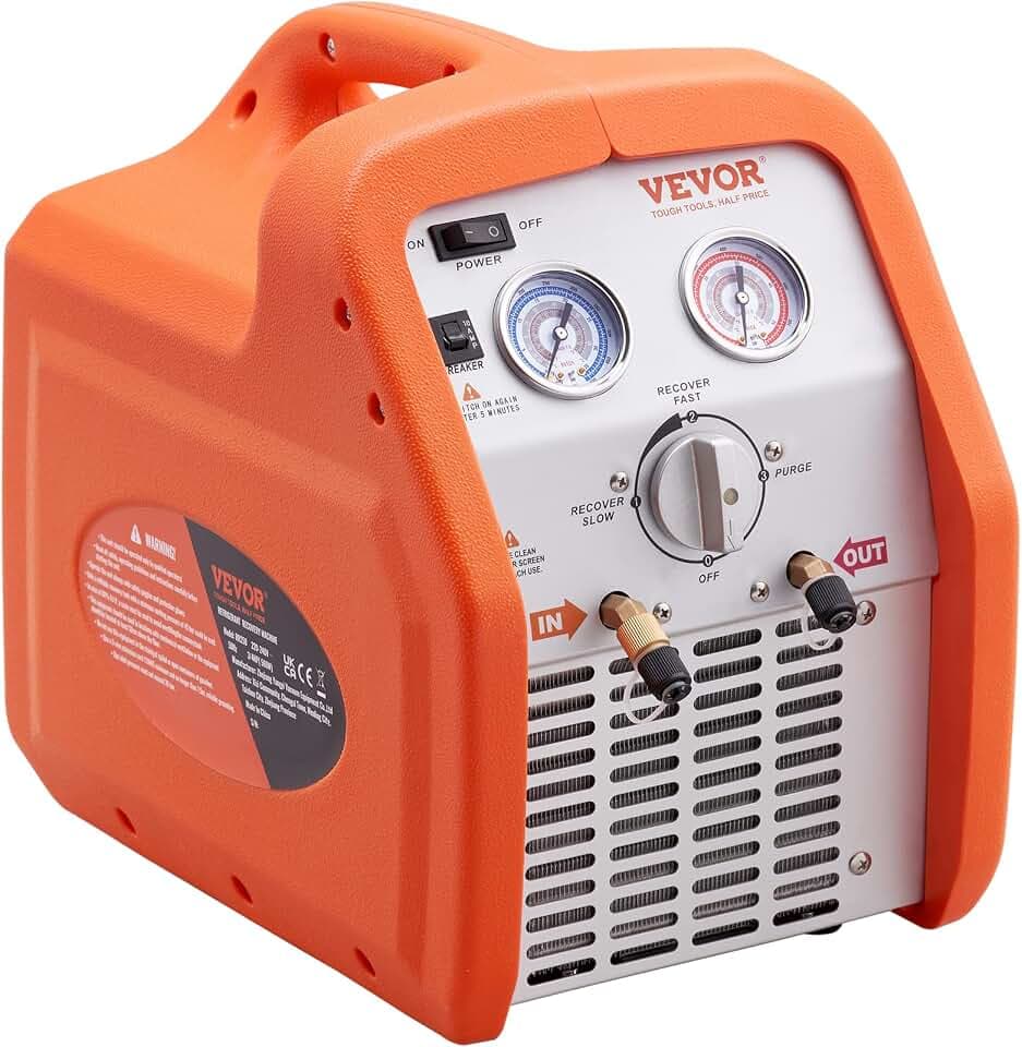 VEVOR Kältemittelabsauggerät Kältemittel Absaugstation, 3/4 HP Kältemittel Absauggerät Refrigerant Recovery Machine 220-240 V, 4,85 lbs/min Kältemittel Abpumpstation Rückgewinnungsmaschine