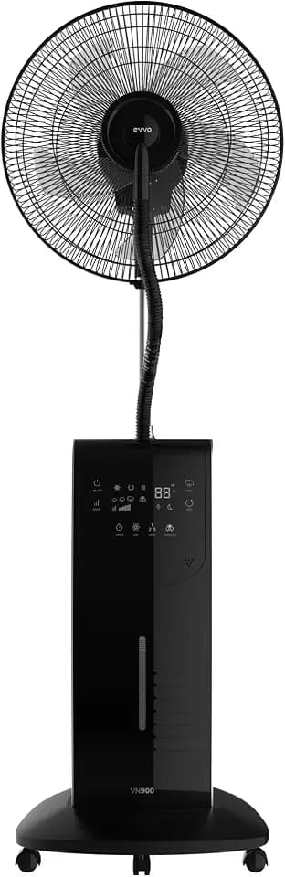 EVVO Leistungsstarker Ventilator mit Wasservernebler und Standfuß, Ventilator mit Wasser und feinem Nebel, 3 intelligente Modi, einstellbare Geschwindigkeit, automatische Oszillation und Timer, leiser