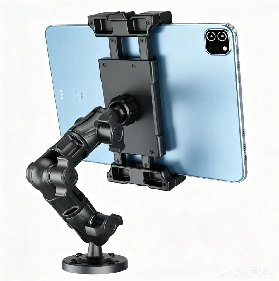 OHLPRO Heavy Duty Drill Base Tablet Mount for Truck Dashboard - Permanent Screw Down iPad Car Holder for Semi Trucks, Vans & Commercial Vehicles, Fits 5-17 Inch Devices, 360° Rotating Adjustable Arm