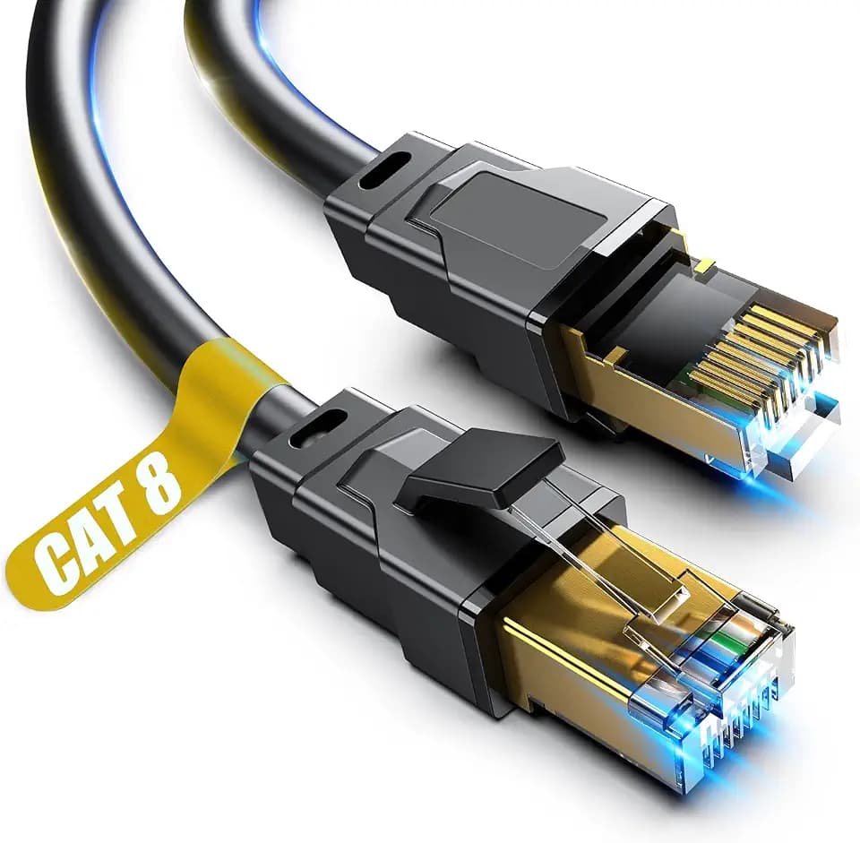 Vabogu Cat 8 Ethernet Cable, 1.5FT 3FT 6FT 10FT 15FT 20FT 25FT 30FT 40FT 50FT 60FT 100FT Heavy Duty High Speed Internet Network Cable, Professional LAN Cable Shielded in Wall, Indoor&Outdoor, 6FT