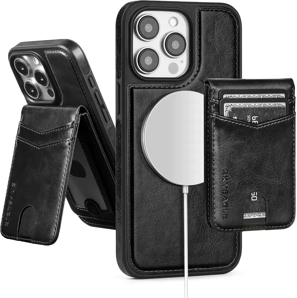 SkyEagle for iPhone 15 Pro Max Wallet Case with Card Holder,Black