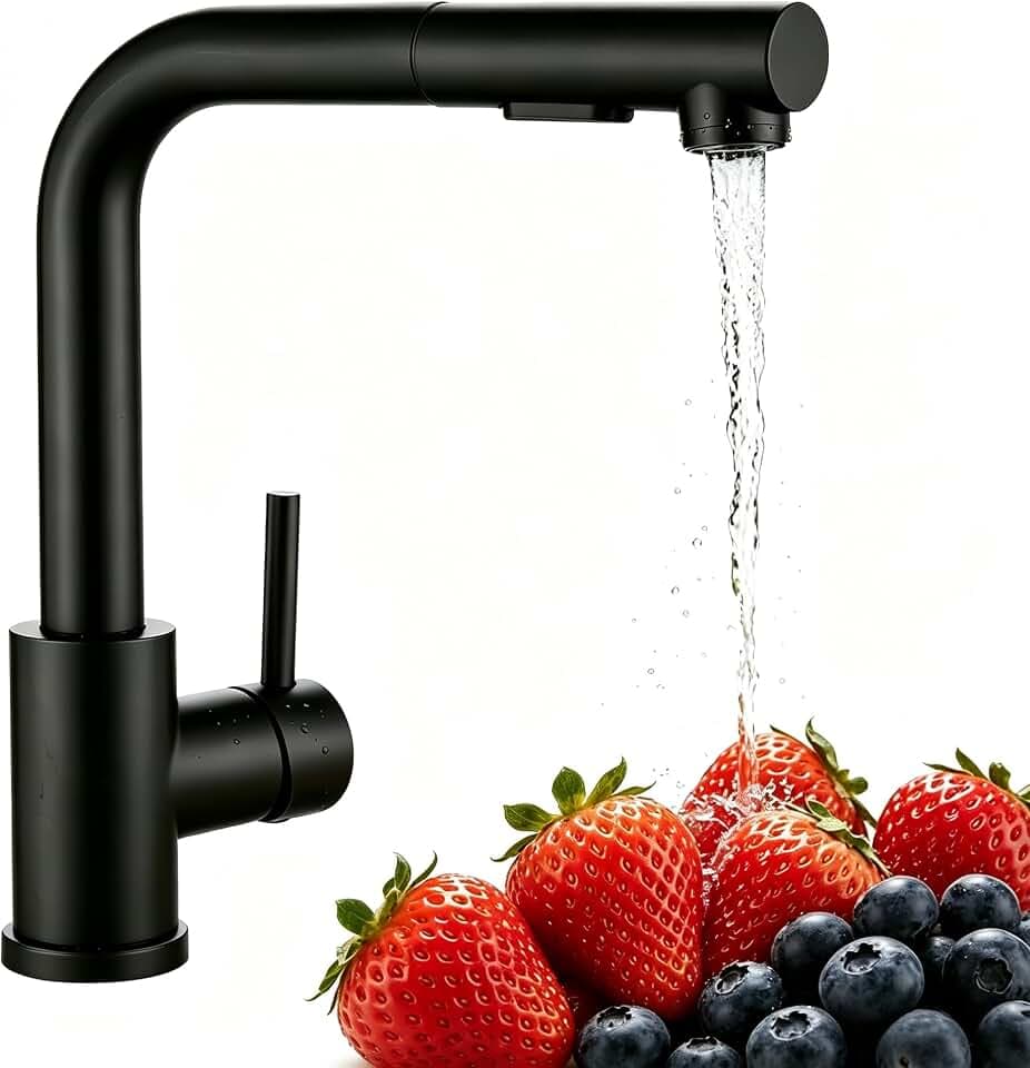 Wasserhahn Küche,Küchenarmatur Ausziehbar mit Hochdruck,Spültischarmatur Küche mit Brause Zwei Wasserstrahlarten,Armatur Küche Mischbatterie Edelstahl 360° Schwenkbar (Schwarz)