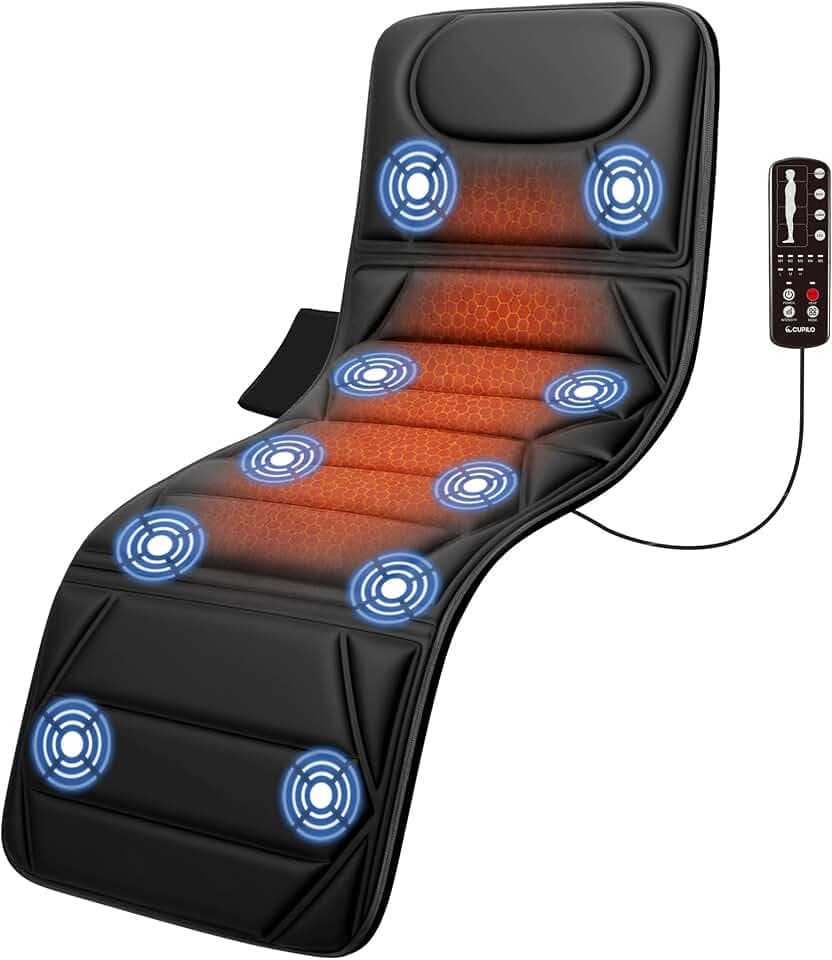 Snailax Massagematte mit Wärme - 10 Motoren Vibrationsmassage Massageauflage mit 2 Heizkissen, elektrisches Ganzkörpermassagegerät, Massagematten mit umschaltbarer Wärmefunktion, Gechenk 391S-DE