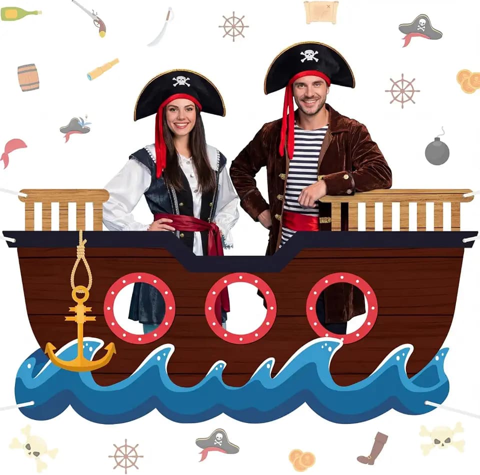 HunnmingRe Large Pirate Party Decoration Photo Backdrop,Boat