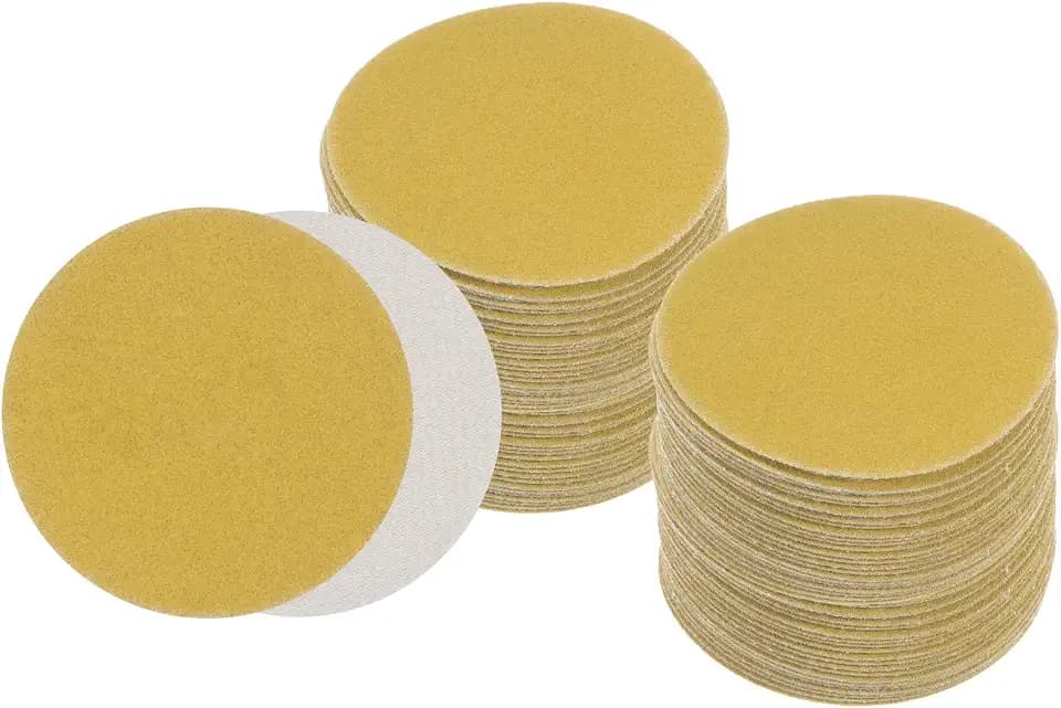 100pcs No Hole Sanding Discs- [ 3 Inch 180 Grit ] Round Hook and Loop Grip Sanding Pads Sheet Sandpaper for Automotive Woodworking Metal Polishing Use| Gold, Aluminum Oxide