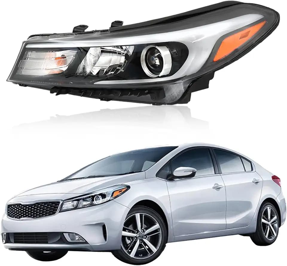 Silscvtt 1PC Driver Side Replacement for Forte 2017-2018 Halogen w/o DRL Headlamp KI2502201 Headlights Assembly