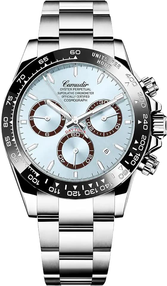 MASTOP Pagani Design Daytona Homage Herren-Armbanduhr, analog, Quarz, Panda-Design, Japanisches Uhrwerk, Chronograph, luxuriös, Silikonarmband, wasserdicht