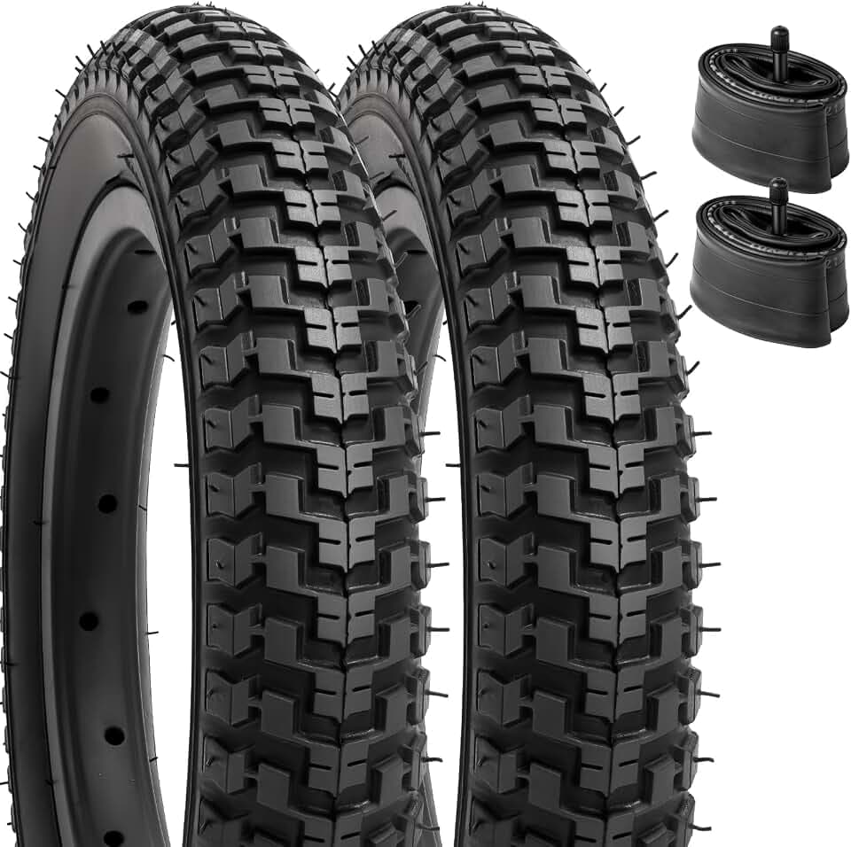 YunSCM 2Pcs Kid Bike 12.5 Zoll Reifen 12 1/2x2 1/4 Mantel 57-203 und 2Pcs Schlauch AV Ventil kompatibel 62-203 12 1/2x2 1/4 (12.5x2.25) Reifen und Schlauch