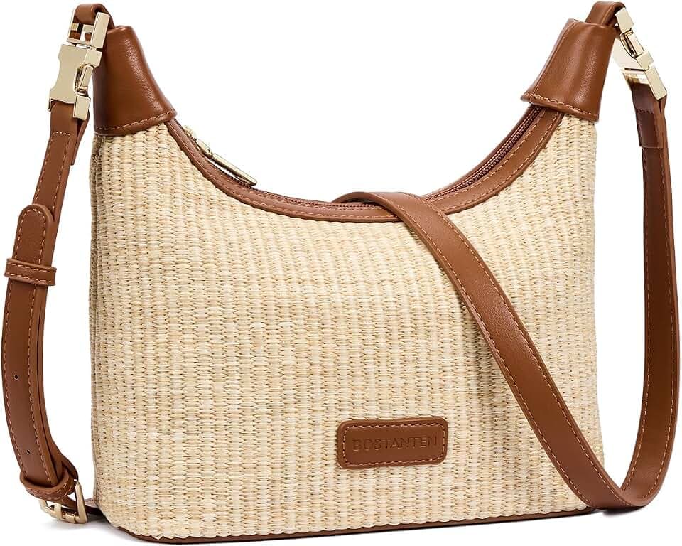 BOSTANTEN Straw Crossbody Bags for Women Summer Raffia Purse Handbags for Beach, Vacation, Daily Use