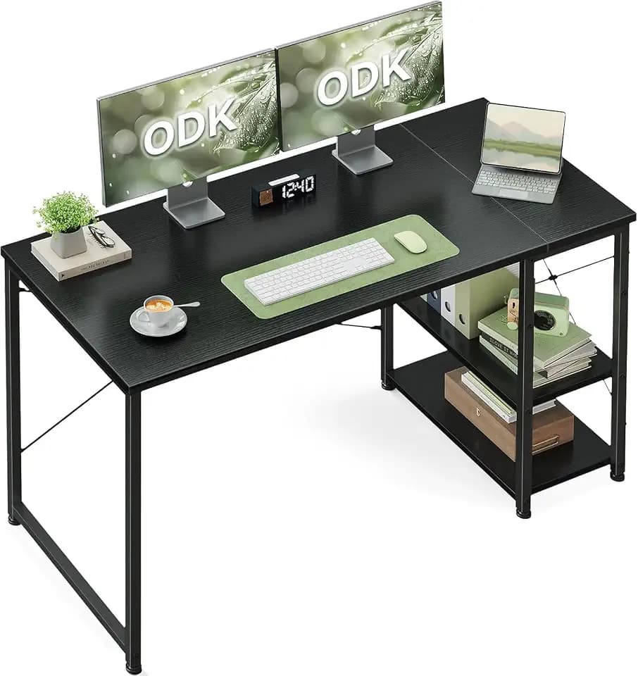ODK Kleiner Tisch mit Regal, 120×48 cm, Schwarz