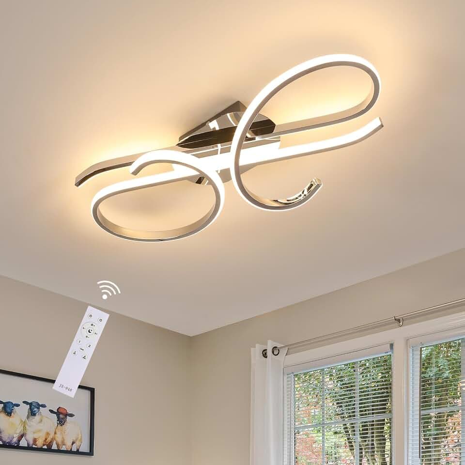 DELIPOP LED Deckenleuchte Dimmbar, 30W Modern Deckenlampe mit Fernbedienung | Deckenbeleuchtung mit Speicherfunktion für Schlafzimmer Wohnzimmer Flur