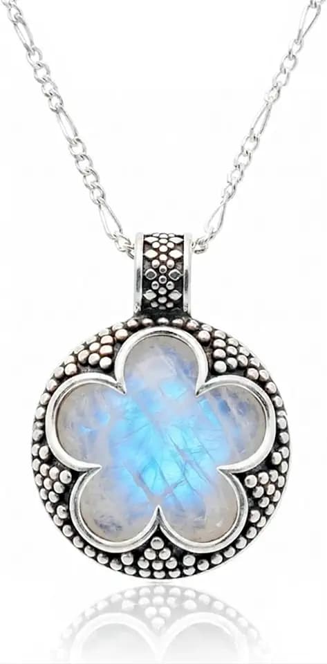 Only faith Halskette mit Gotland Amulett aus 925er-Sterlingsilber, Anhänger aus Naturstein, Amulett, italienische Kette, 45 cm, mit Geschenkbox