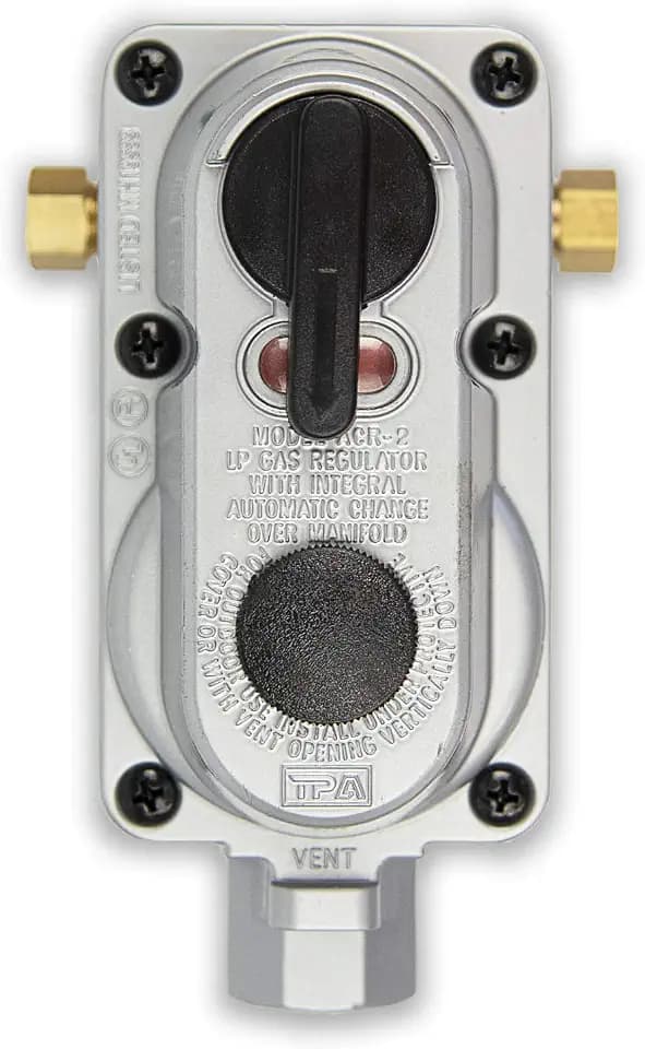 Flame King ACR-2a 2-Stage Auto Changeover LP Propane Gas Regulator for RVs, Vans, and Trailers (Without Pigtails)