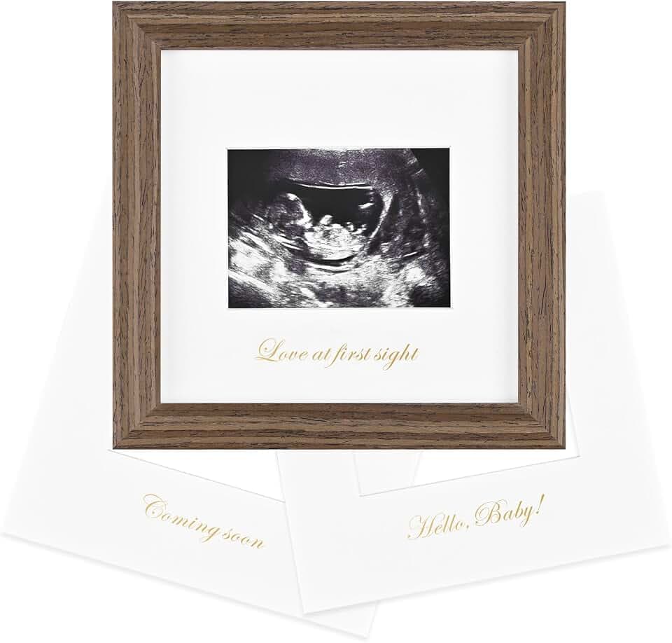KINLINK Baby Sonogram Picture Frame, Ultrasound Picture Frame Rustic Brown