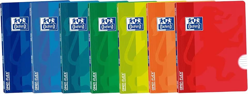 Oxford, Notizbuch, A4, 1 Streifen mit zwei Rändern, Kunststoffdeckel, 48 Blatt, 7 Notizbücher, ohne Spiral, zufällige Farben
