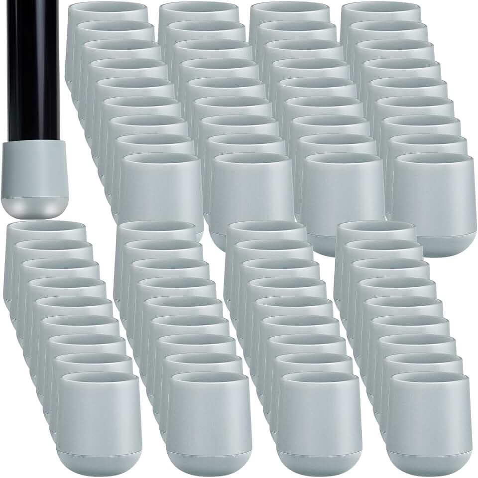 Jetec 72 Pieces 7/8" Folding Chair Leg Caps, Plastic Replacement Feet, Gray
