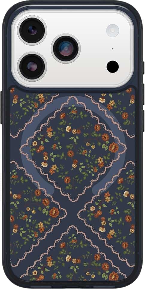 OtterBox iPhone 17 Pro Symmetry Series Clear Case - Floral Romance - Blue - Ultra-Thin, Sleek iPhone Case, MagSafe with Camera Control