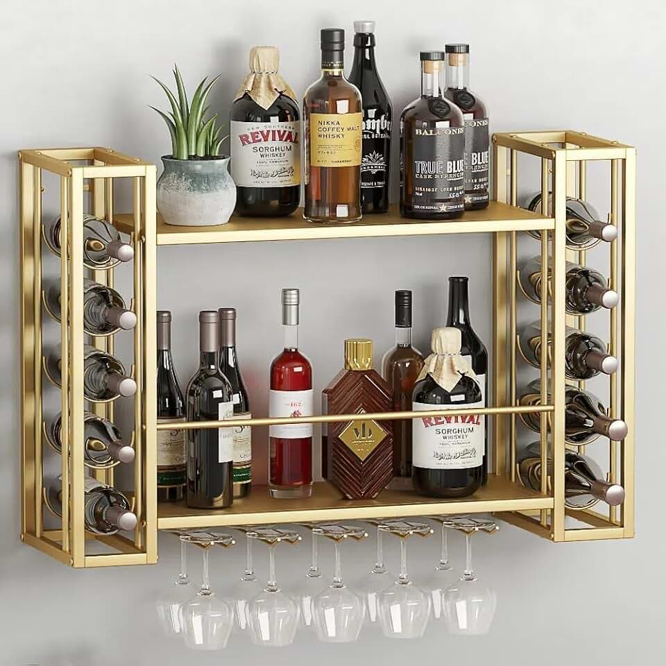 Wall Mounted Wine Rack, 48" W x 9.8" D x 21.6" H