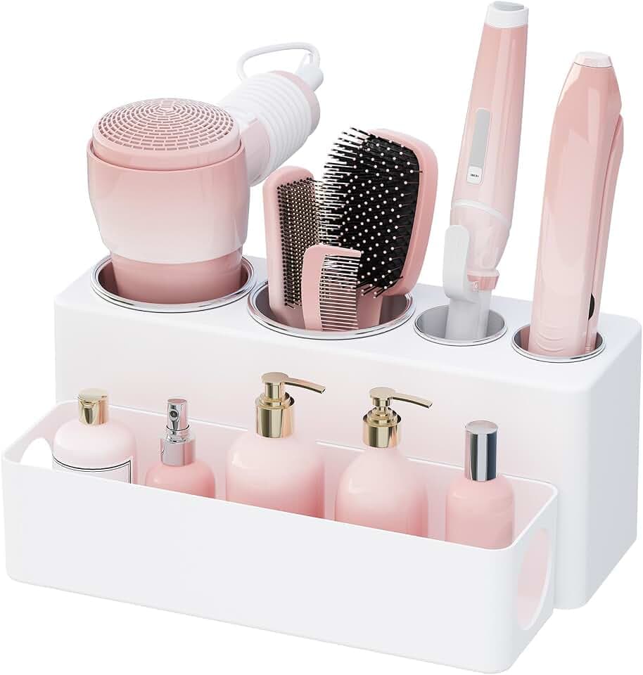 Lifewit Hair Tool Organizer Dryer Holder Countertop with 4 Cups, White