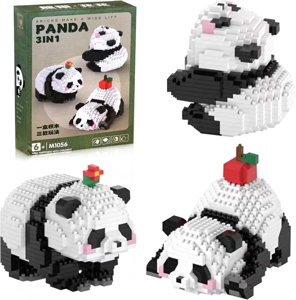 3 In1 Panda Bausteine Set,Niedlich Panda Bricks