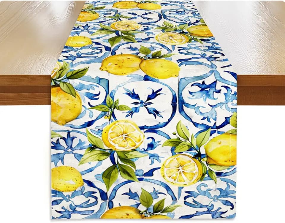 Lemon Table Runner 13x72 Inch, Italy Lemon Runners Holiday Party Decor