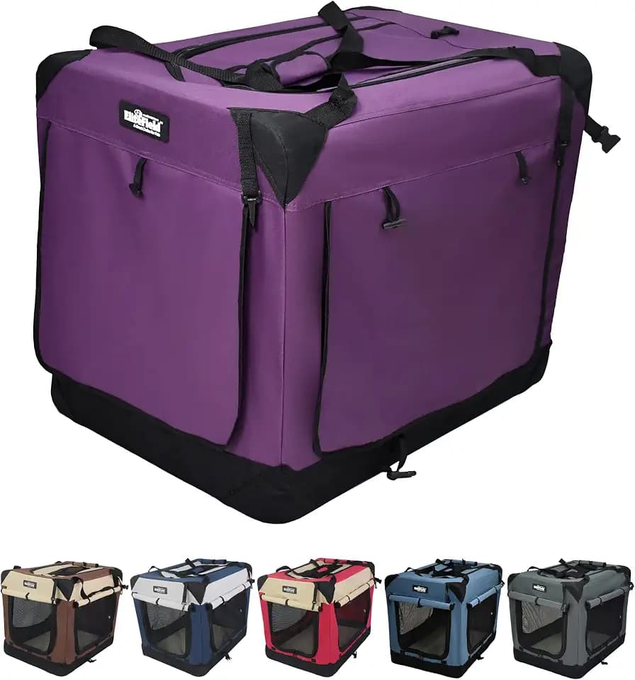 EliteField 4-Door Folding Soft Dog Crate with Curtains (2-Year Warranty)