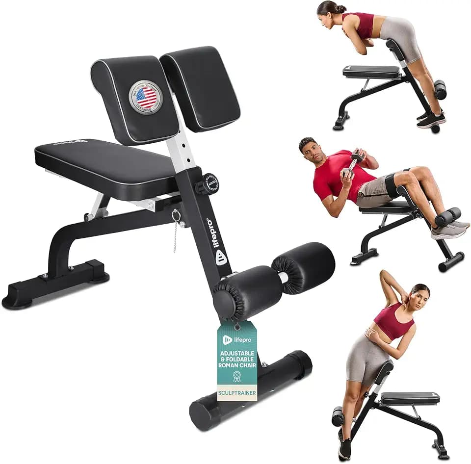 Lifepro SculptTrainer Roman Chair – 20+ Exercises, Foldable, 330 lb Cap
