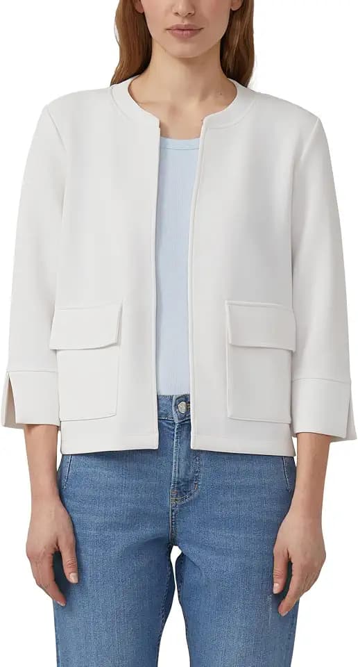 s.Oliver Damen Sweatshirt Jacke – Relaxed Fit, Stehkragen, 3/4-Ärmel