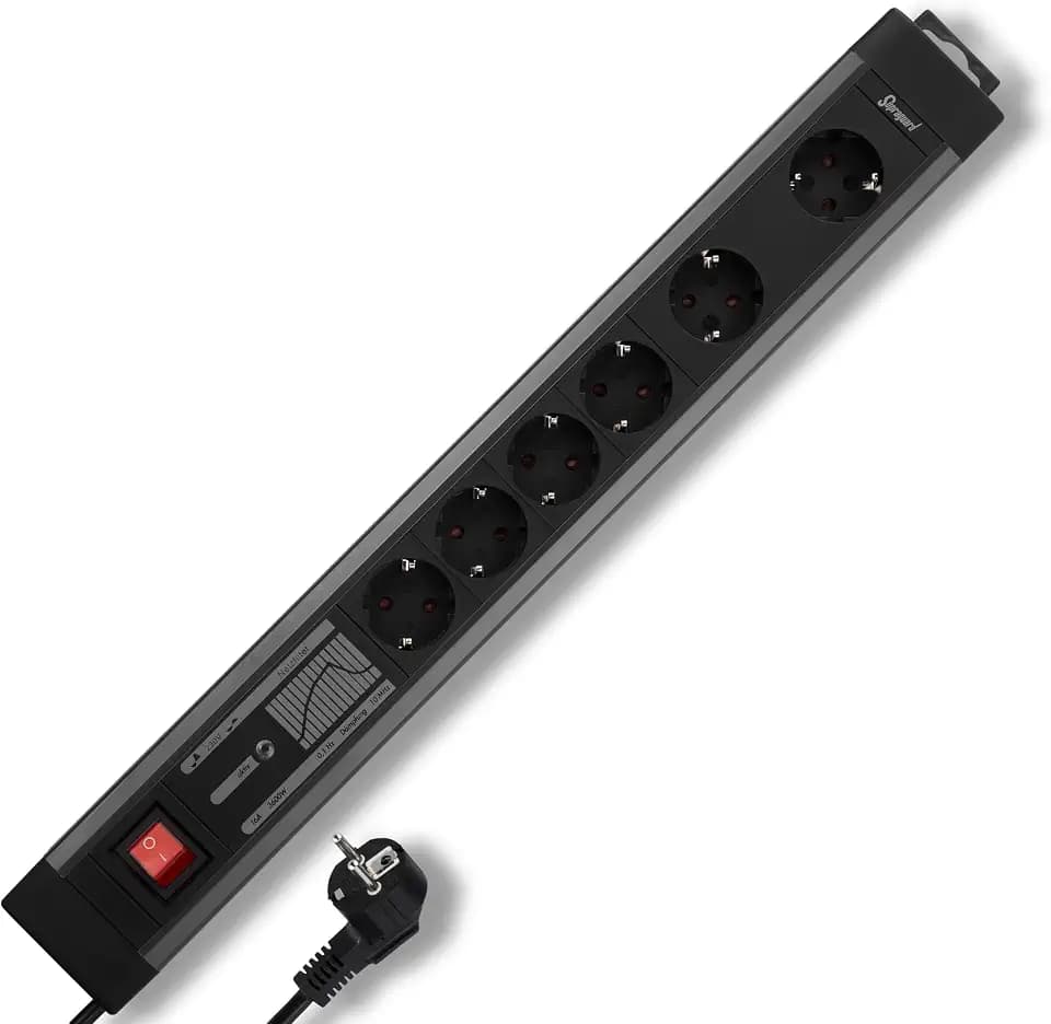 REV SupraGuard Steckdosenleiste 4+2fach - ÜSS, Netzfilter, 3,3m, anthrazit