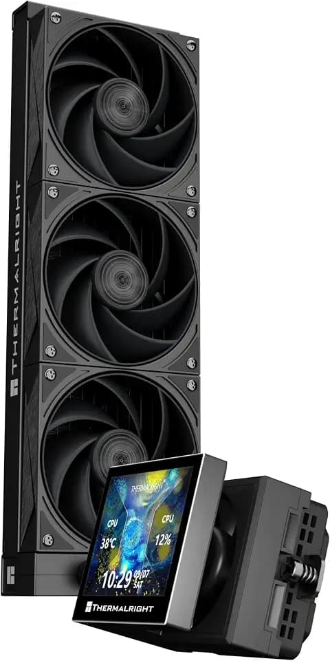 Thermalright Stream Vision 360 Black-360mm AIO CPU Liquid Cooler,3.5’’Square LCD Display for Images,Magnetic Suction High-Performance Pump for 640x480 Resolution with Embedded Fan,for AM5/lga1851/1700
