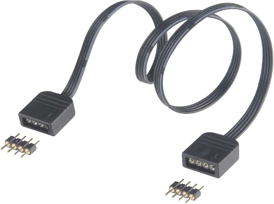 Akasa 30 cm LED Streifen Licht Verlängerungskabel, 4 pin RGB Anschluss Verlängerung Kabel, LED Strip Extension Cable, mit Verbinder Stecker, schwarz, AK-CBLD06-30BK