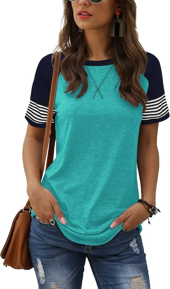 Adibosy Summer Casual Women T-Shirts: Short Sleeve Tunic Tops Tee Blouses