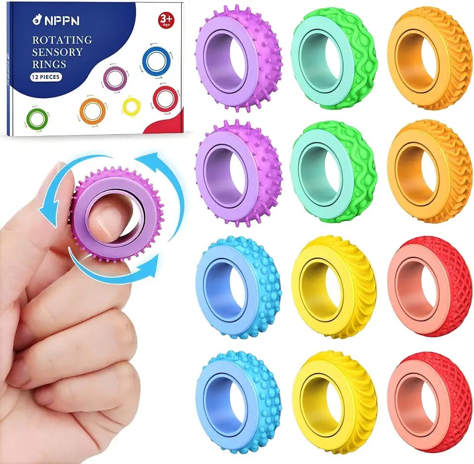 Fidget Rings for Kids, 12 Pack (Memphis)