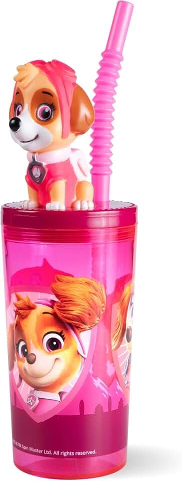 PAW Patrol Skye Trinkbecher Kinder 360 ml mit Strohhalm und 3D Figur