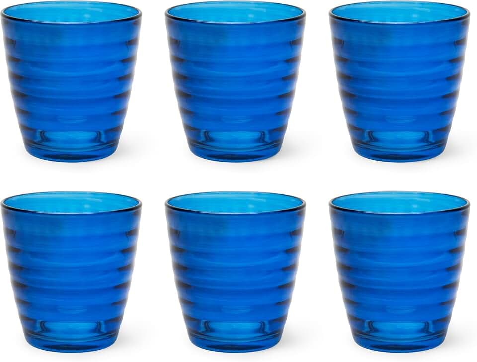 Excelsa Porto Cervo Set mit 6 Wassergläsern, blau, Glas, Fassungsvermögen 270 ml.