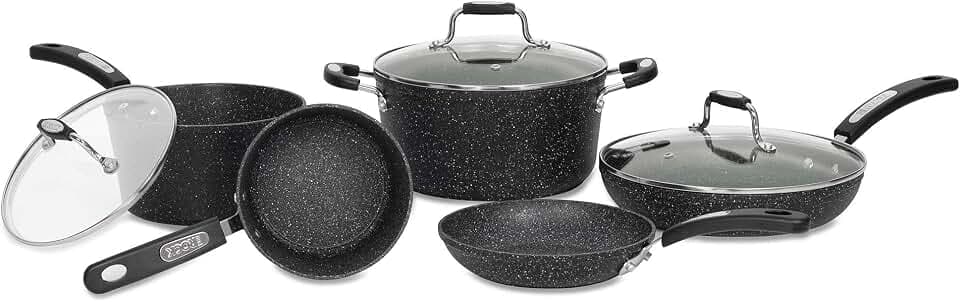 Starfrit The Rock Terra Ceramic Cookware Set, 8-Piece, Black