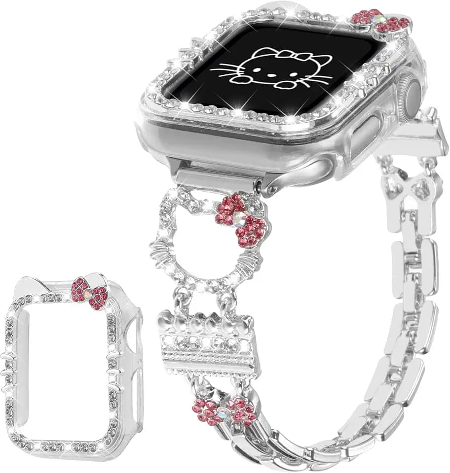 Bling Bracelet Band with Protector Case Compatible with Apple Watch Women