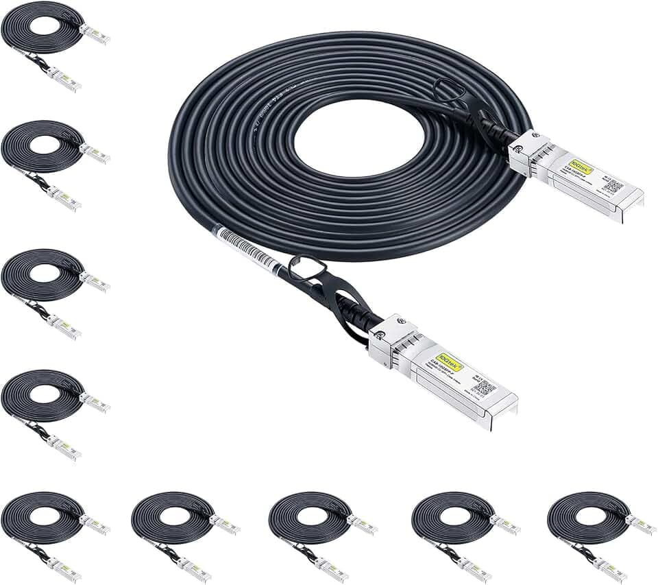 10Gtek SFP+ DAC Twinax Cable - 10GBASE-CU Passive Direct Attach Copper SFP Cable for Cisco SFP-H10GB-CU7M, Ubiquiti UniFi UC-DAC-SFP+, Meraki, Fortinet, D-Link, 26AWG, 7-Meter(23ft), 10-Pack