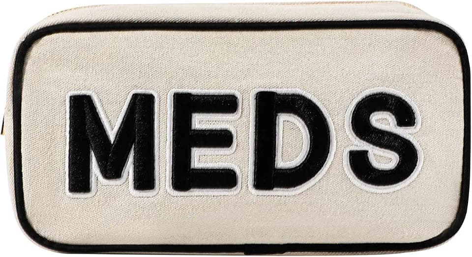 uekeboag Canvas Chenille Letter Medicine Makeup Bag(02Meds)