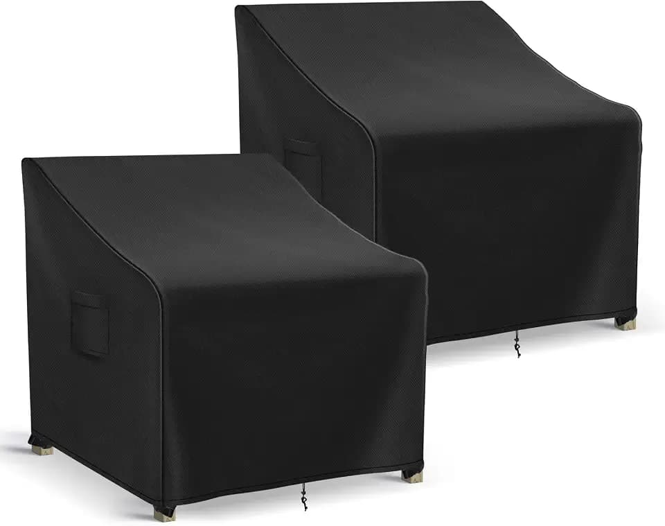 Richwon Patio Furniture Covers Waterproof for Chairs, Lawn Outdoor Chair Covers 2 Pack, Patio Chair Covers for Outdoor Furniture Fits up to 37W x 40D x 30H inches, Black